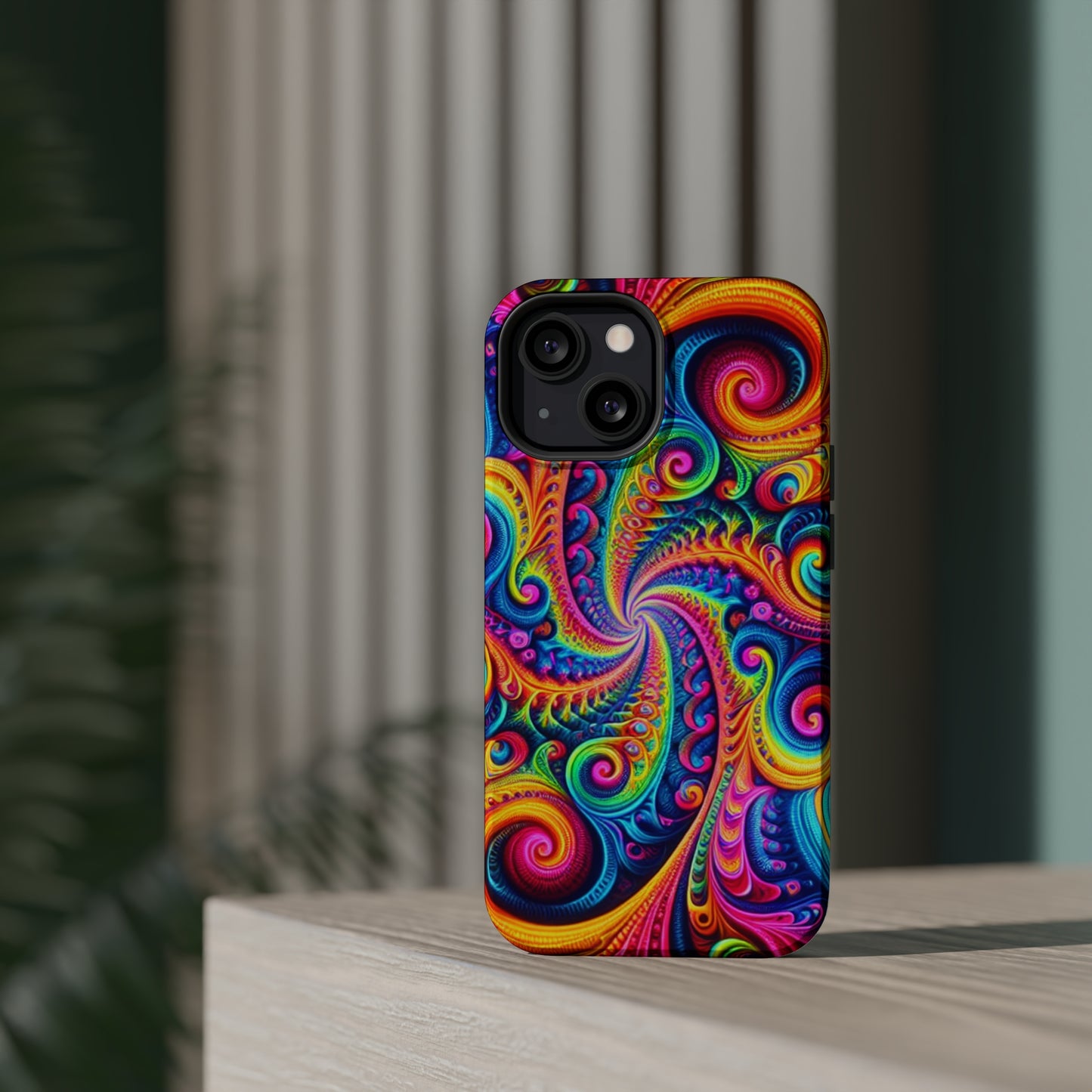Trip-Infinite Radiance Neon Trippy Infinity Patterns Premium Art Magsafe Magnet Tough IPhone 13 14 15 Pro Plus Max and Mini in Matte and Glossy Phone cases
