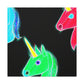 "Neon Rainbow Unicorn Cluster" NEON Unicorns Art Canvas