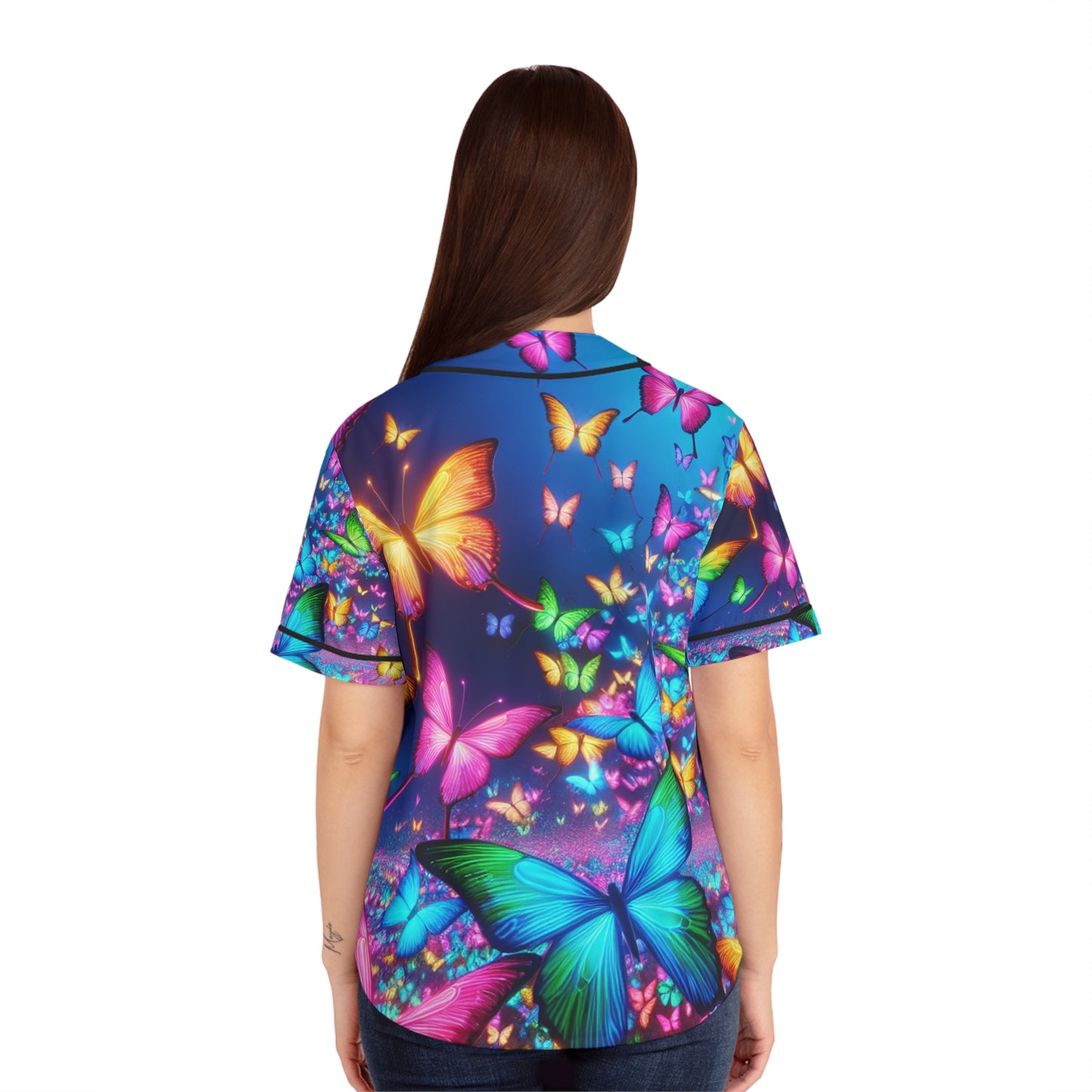 Neon Flutterbubbles. Neon Butterflies Womans Jersey
