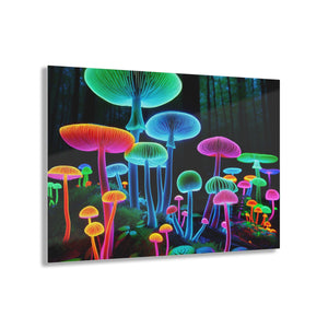 Neon Fungi Glow. Mushrooms 1/4" Glossy Acrylic Art
