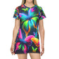 "Neon Butterfly Electric Dream" Neon Butterflies Womans T Shirt Dress