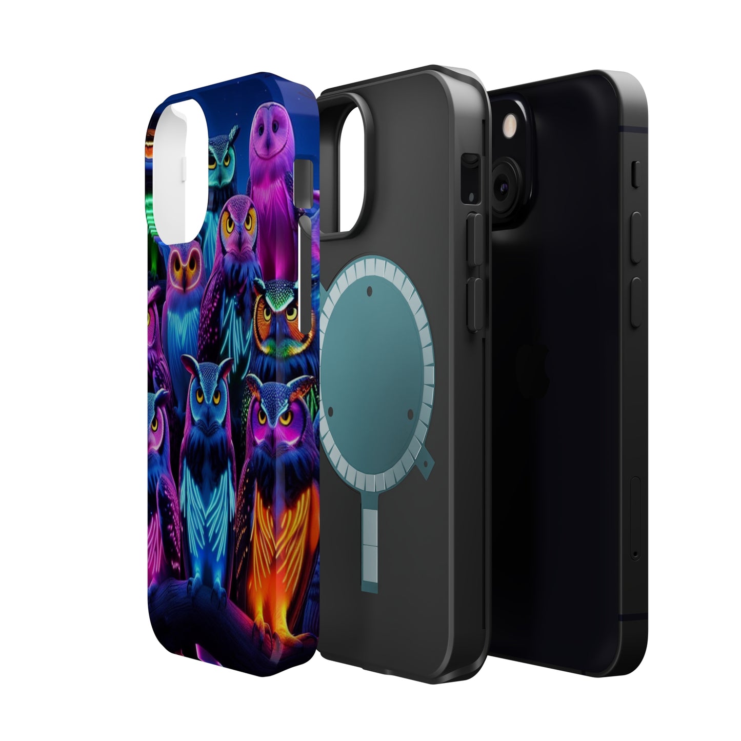 Neon Nocturne Owls. Neon Owls Premium Art Magsafe Magnet Tough IPhone 13 14 15 Pro Plus Max and Mini in Matte and Glossy Phone cases