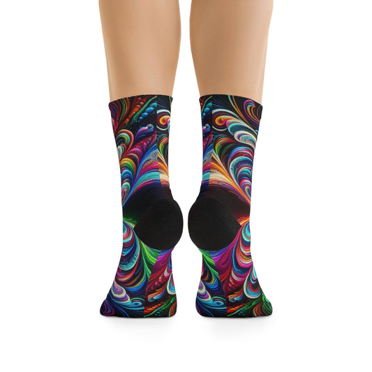 TDB Vibrant Glowing Infinity Weave. Trippy Recycled Poly Socks
