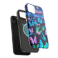 "Fantasia of Neon Butterflies" Neon Butterflies Premium Art Magsafe Magnet Tough IPhone 13 14 15 Pro Plus Max and Mini in Matte and Glossy Phone cases