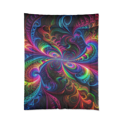 Interdimensional Teal Swirls. Trippy Infinity Patterns Comforter Blanket