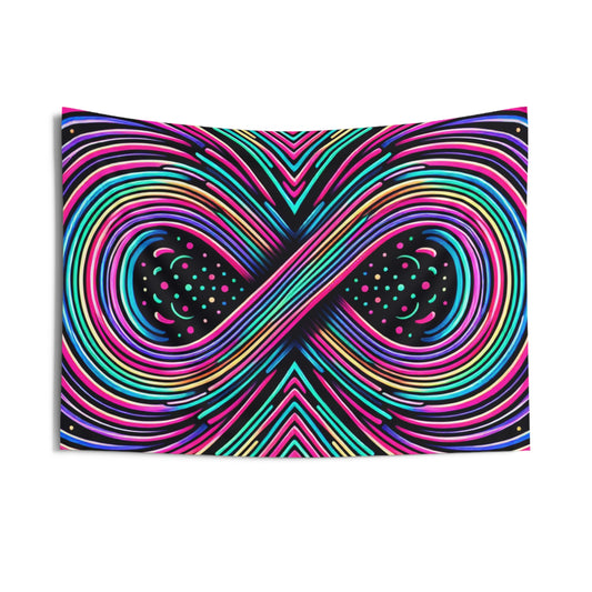Neon Infinity Euphoria. Infinity Patterns Art Tapestry