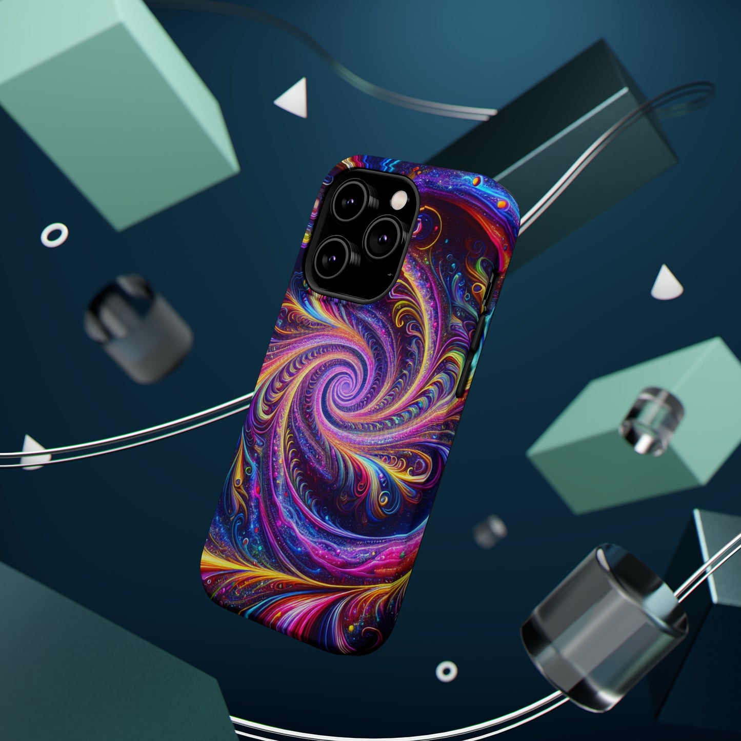 Vivid Psychedelic Cosmic Euphoria. Neon Trippy Infinity Patterns Premium Art Magsafe Magnet Tough IPhone 13 14 15 Pro Plus Max and Mini in Matte and Glossy Phone cases