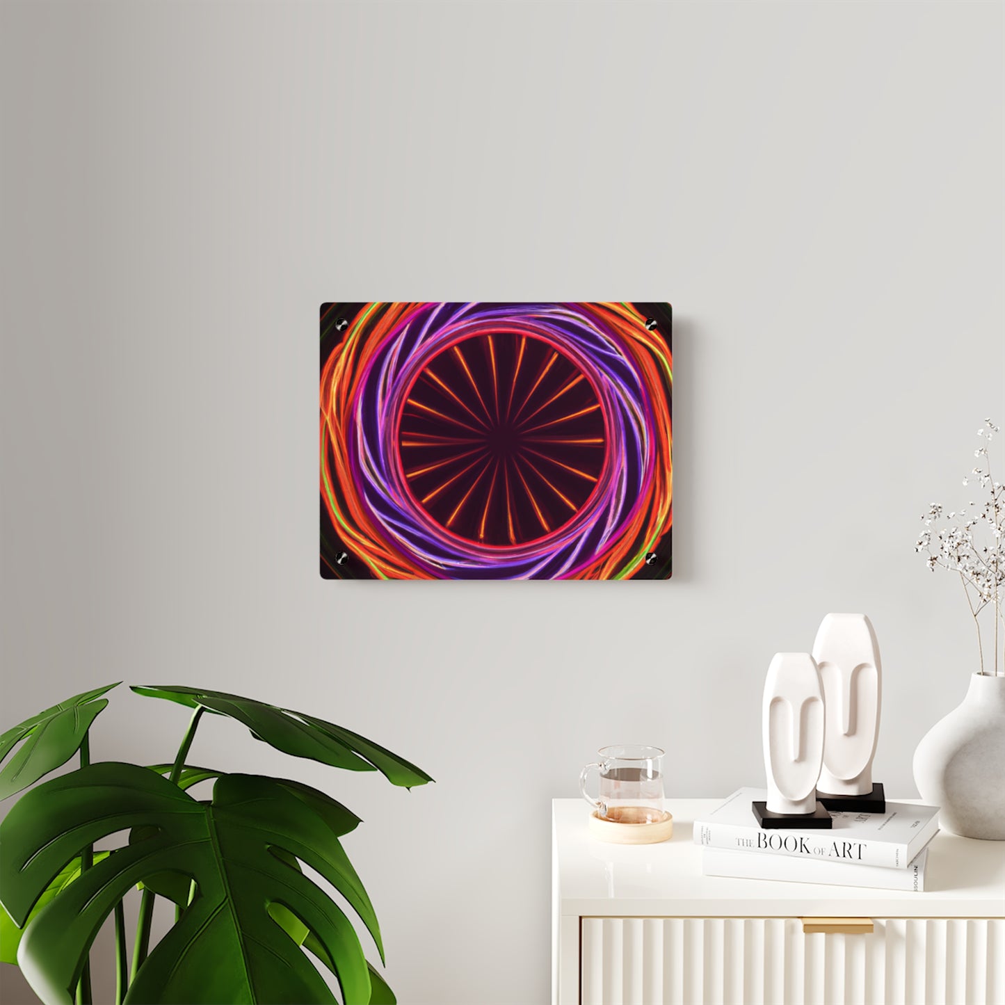 "Radiant Revelry of Neon Infinity" Trippy Infinity Patterns Acrylic Art Panel