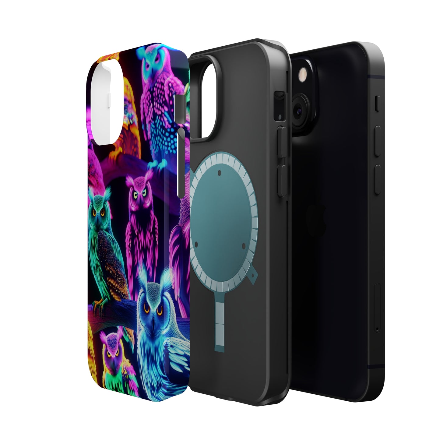 Neon Night Owls. Neon Owls Premium Art Magsafe Magnet Tough IPhone 13 14 15 Pro Plus Max and Mini in Matte and Glossy Phone cases