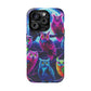 "Neon Splash of Owls" Neon Owls Premium Art Magsafe Magnet Tough IPhone 13 14 15 Pro Plus Max and Mini in Matte and Glossy Phone cases