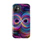 Psychedelic Dreams in Neon Void. Trippy Infinity Patterns Tough Phone Case Iphone 7 8 9 10 11 12 13 14 Pro Max Mini Plus XR XS SE