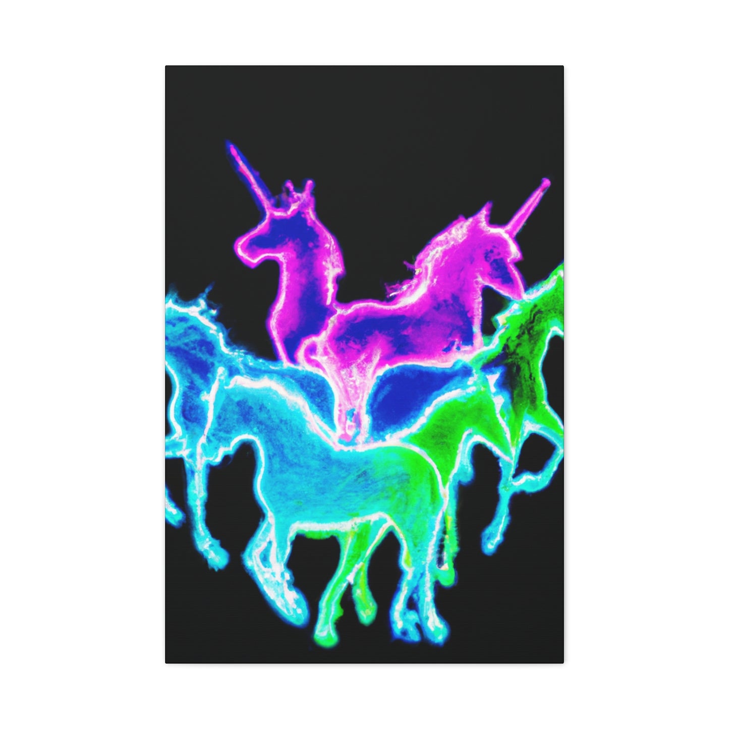 Neon Rainbow Unicorns NEON Unicorns Art Canvas