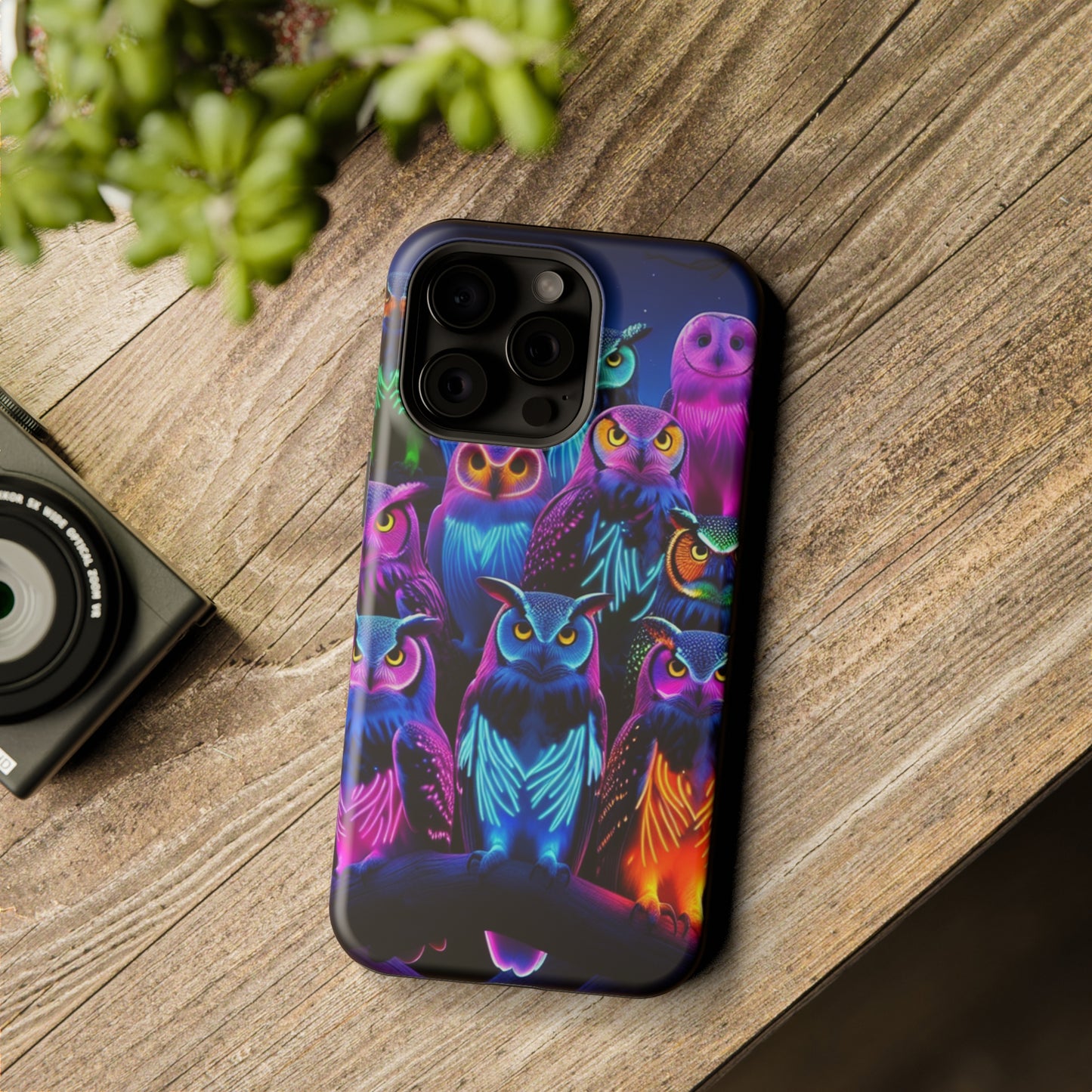 Neon Nocturne Owls. Neon Owls Premium Art Magsafe Magnet Tough IPhone 13 14 15 Pro Plus Max and Mini in Matte and Glossy Phone cases