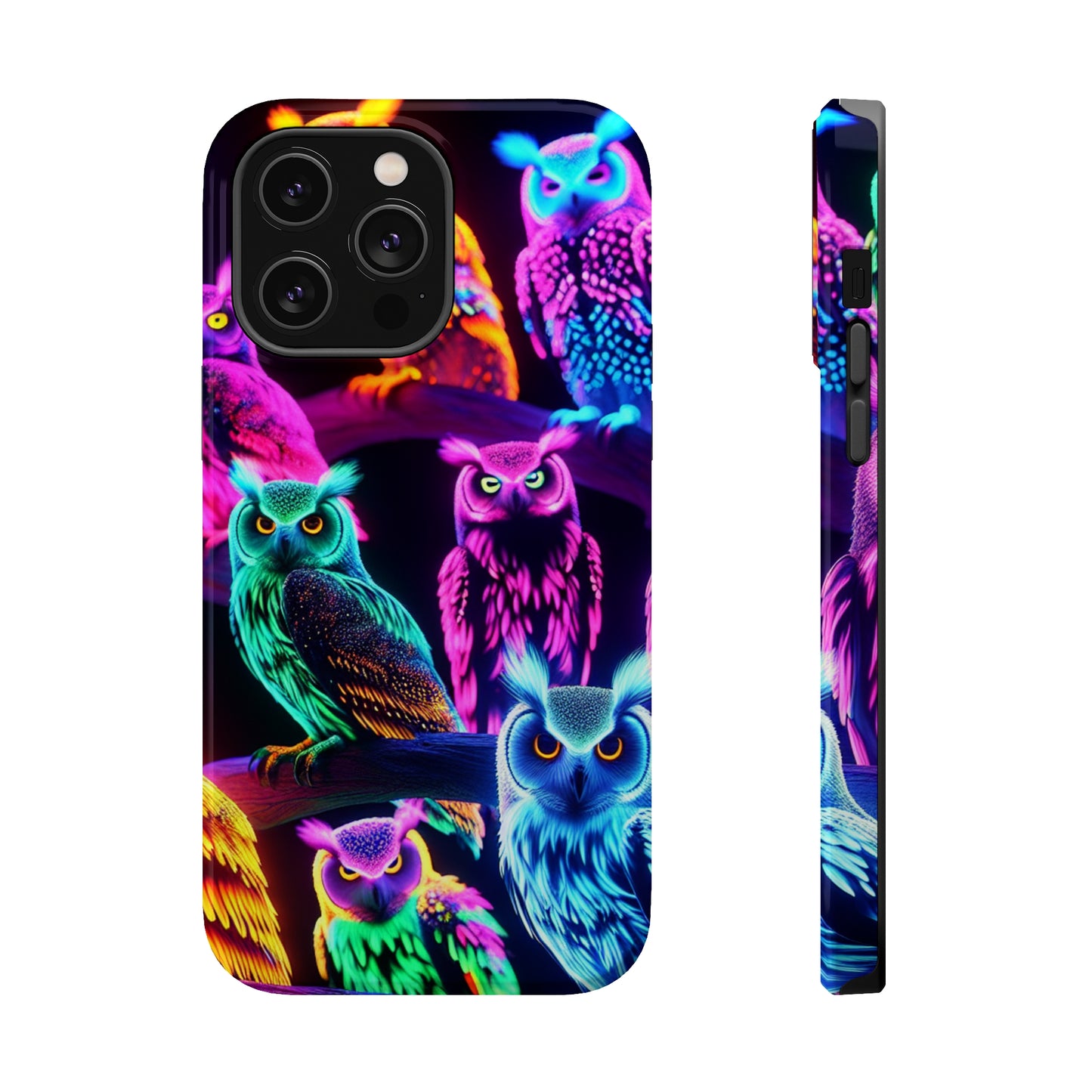 Neon Night Owls. Neon Owls Premium Art Magsafe Magnet Tough IPhone 13 14 15 Pro Plus Max and Mini in Matte and Glossy Phone cases