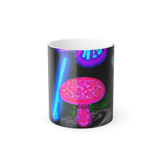 "Spectrum of Neon Splendor" Mushrooms & Butterflies 11oz Color Morphing Mug