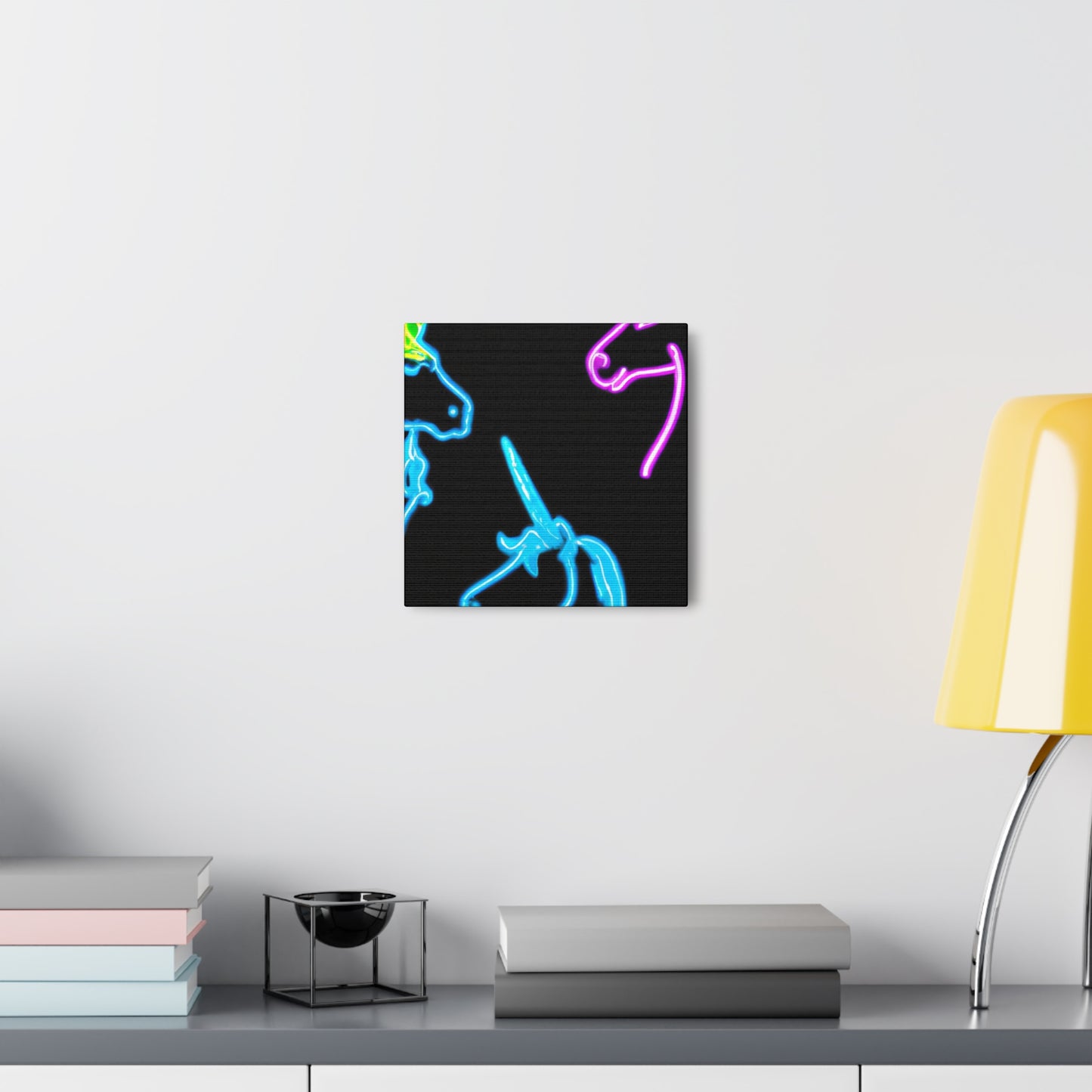 Vibrant Neon Fantasy NEON Unicorns Art Canvas