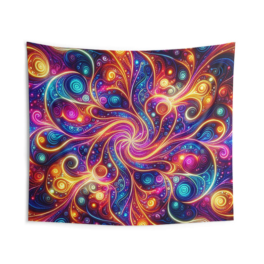 Vivid Cosmic Fractal Euphoria. Infinity Patterns Art Tapestry