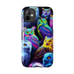'Flock of Electric Flamses' NEON Owls Tough Phone Case