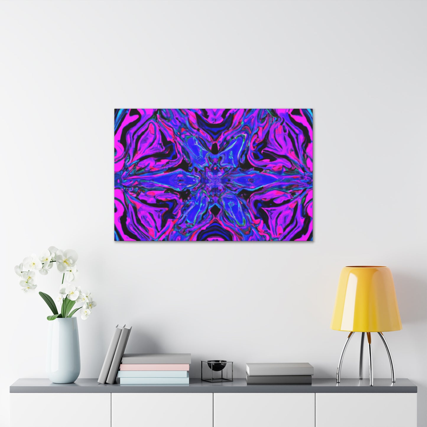 Vivid Trancendent Neon Dimensions. Trippy Infinity Patterns Art Canvas