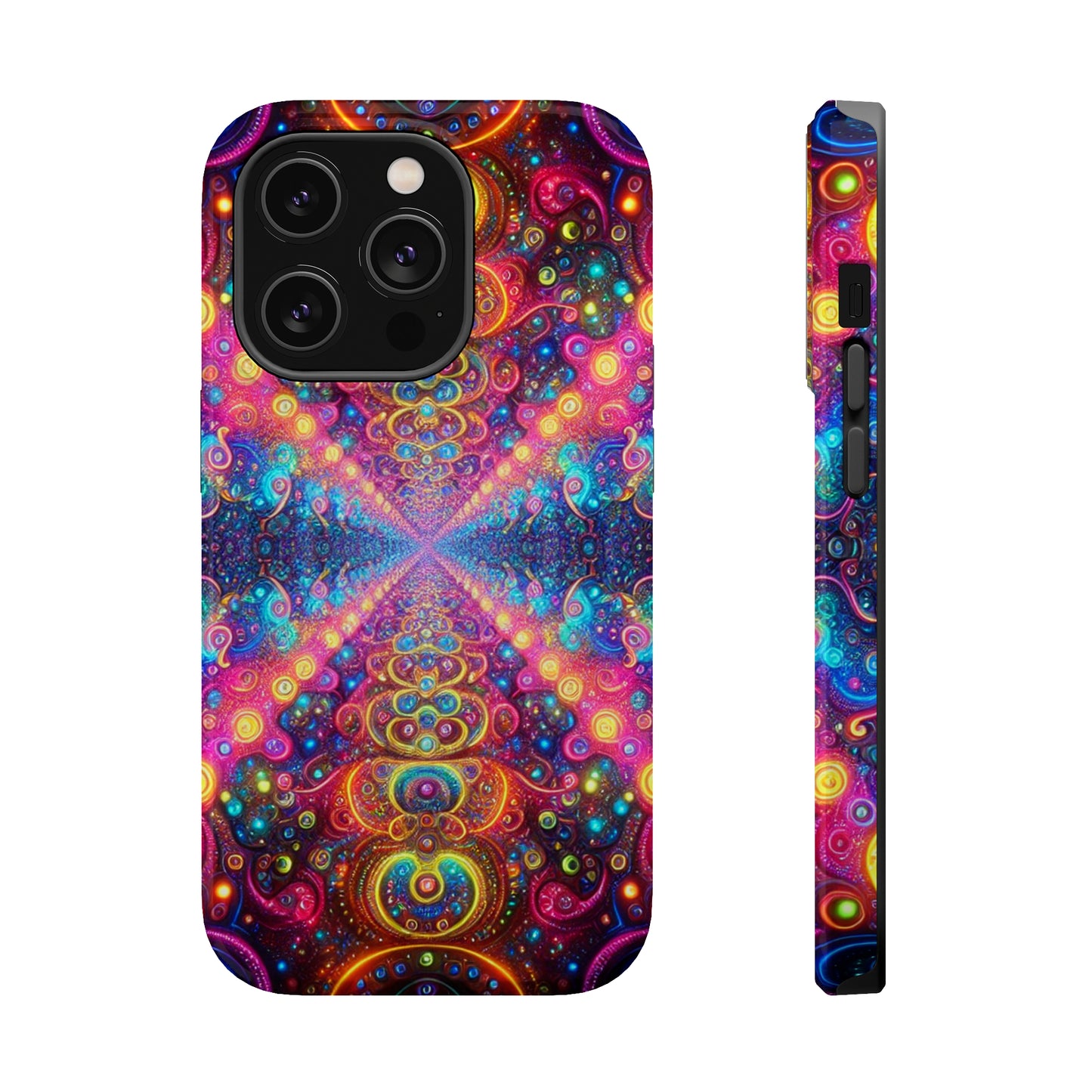 Neon Infinity Oasis Neon Trippy Infinity Patterns Premium Art Magsafe Magnet Tough IPhone 13 14 15 Pro Plus Max and Mini in Matte and Glossy Phone cases