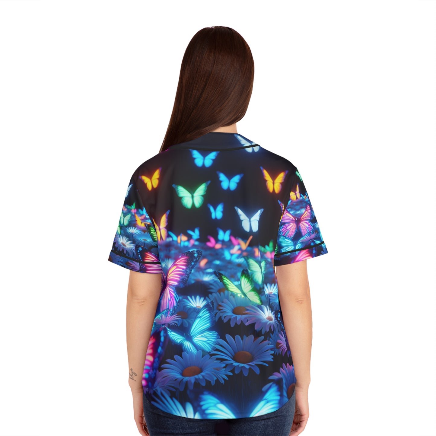 Enchanted Neon Butterfly Renaissance. Neon Butterflies Womans Jersey