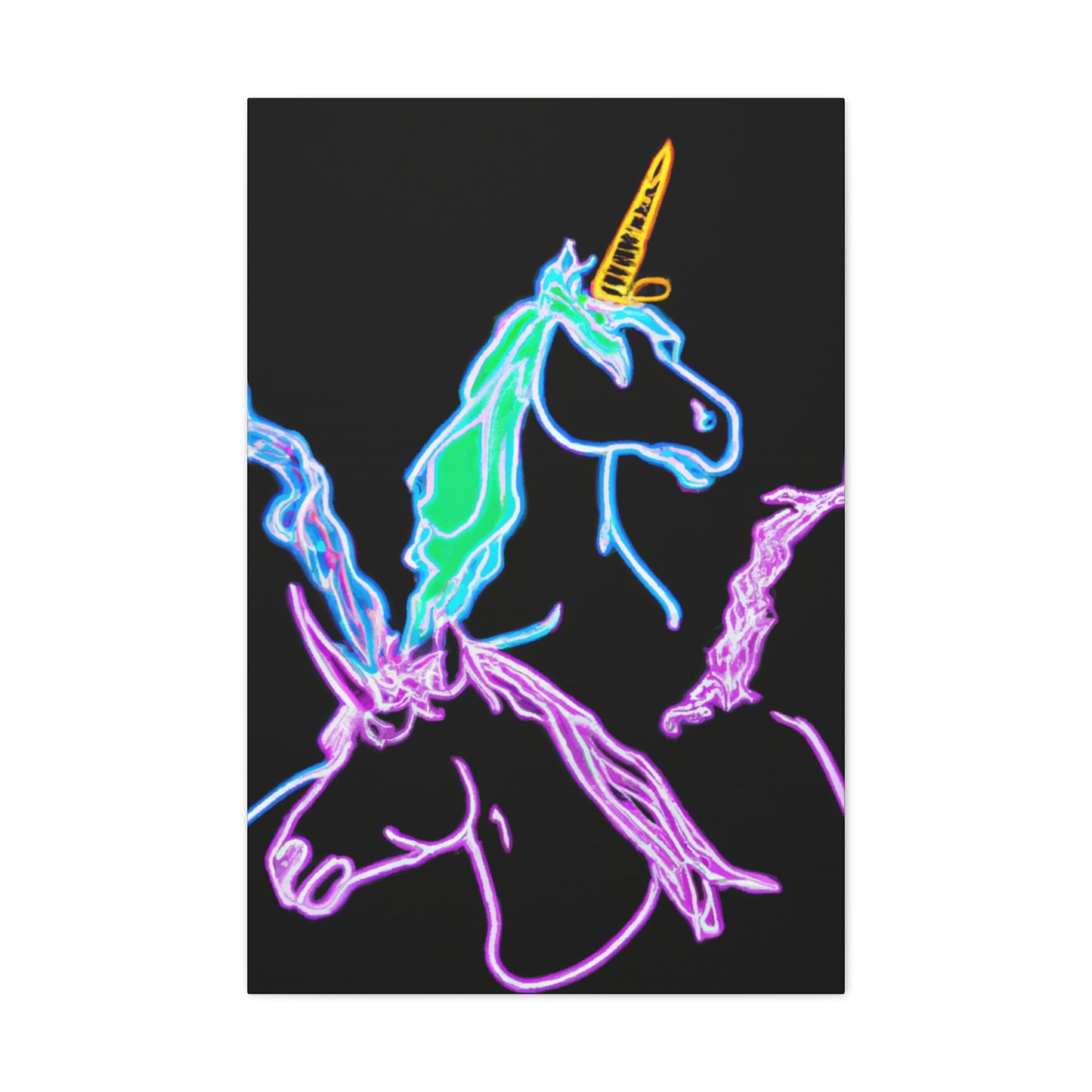 "Galactic Shebang of Neon Unicorns" NEON Unicorns Art Canvas
