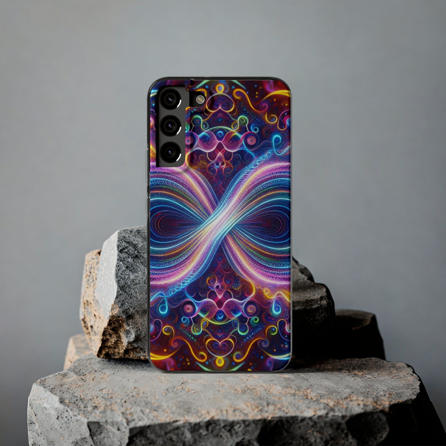 "Neon Infinity Bliss" Infinity Patterns Art Polycarbonate Phone Case