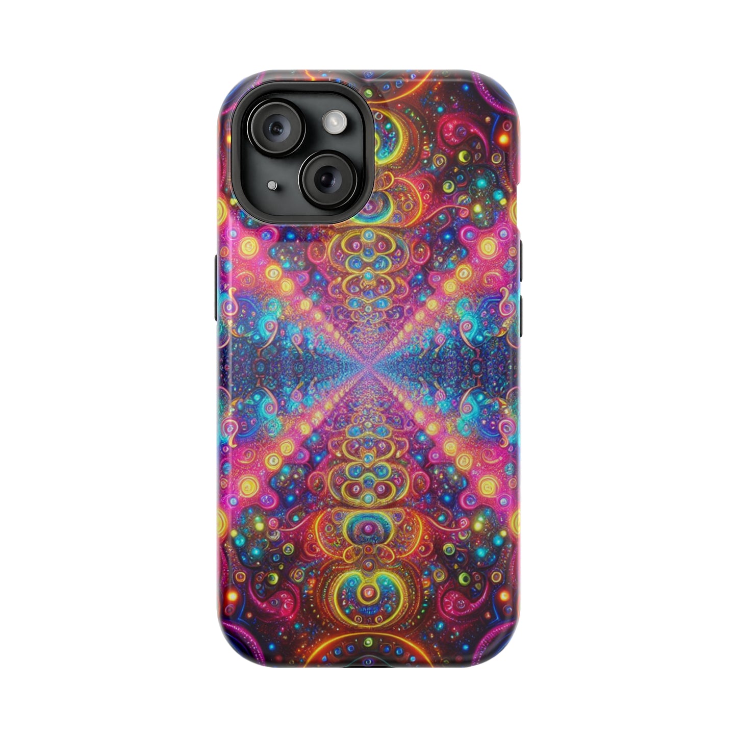 Neon Infinity Oasis Neon Trippy Infinity Patterns Premium Art Magsafe Magnet Tough IPhone 13 14 15 Pro Plus Max and Mini in Matte and Glossy Phone cases