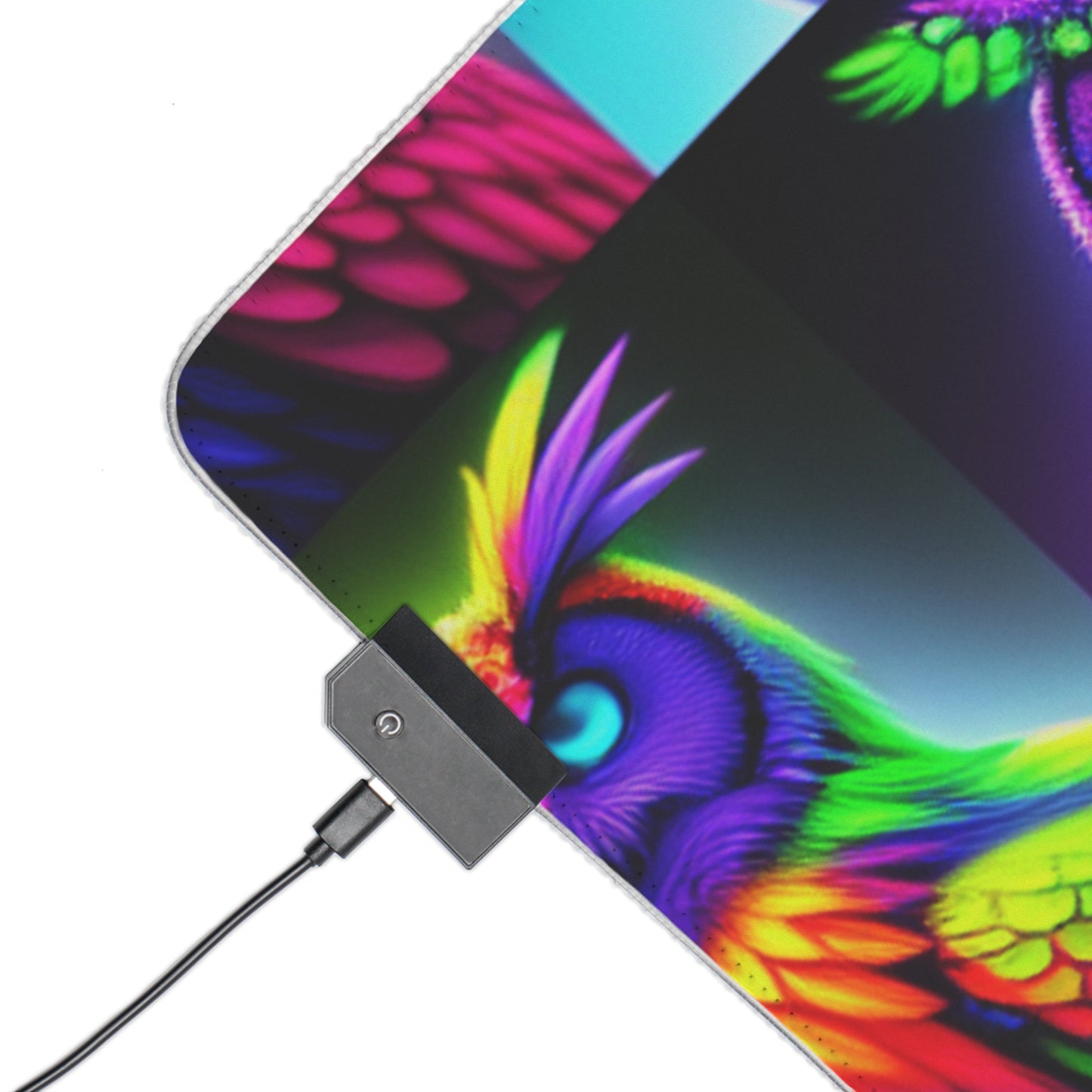 Neon Nocturnal Symphony. NEON Owls Art LED Mousepad