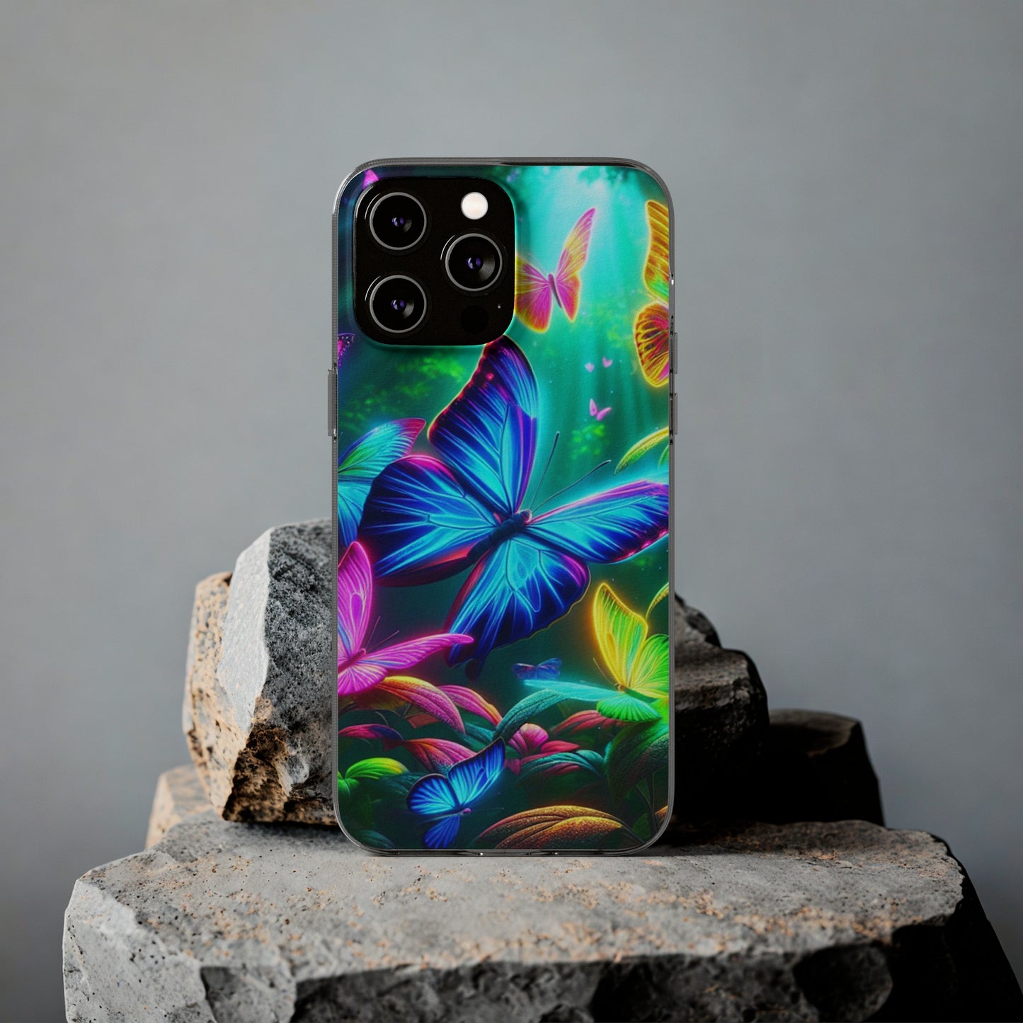 "Vivid Neon Flyaways" NEON Butterflies Art Polycarbonate Phone Case Samsung Galaxy s21 s22 Google Pixel 6 Iphone 11 12 13 14 Pro Max Mini Plus
