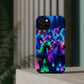 "Neon Fantasyland" Neon Unicorns Premium Art Magsafe Magnet Tough IPhone 13 14 15 Pro Plus Max and Mini in Matte and Glossy Phone cases