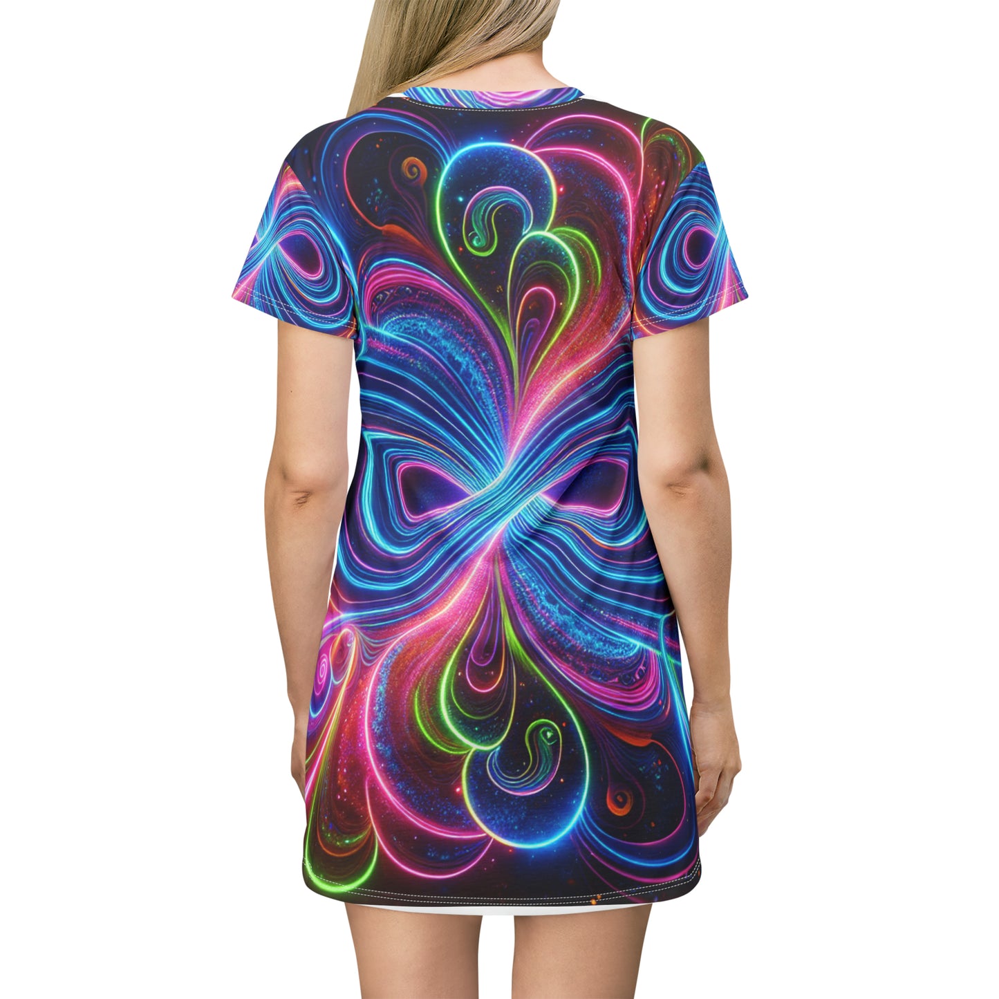 Neon Infinity Vortex. Infinity Patterns Womans T Shirt Dress