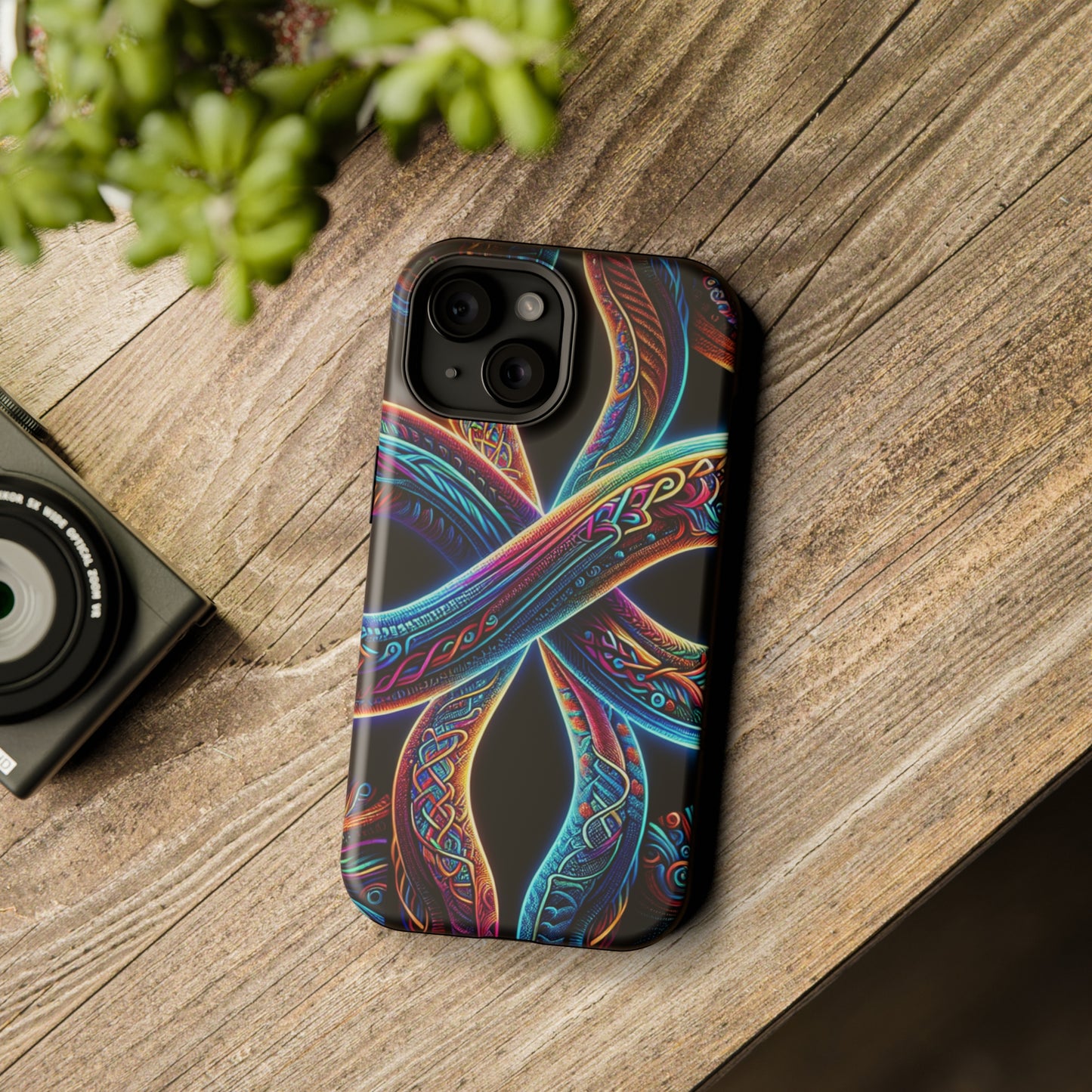 Vibrant Infinity Nocturne Neon Trippy Infinity Patterns Premium Art Magsafe Magnet Tough IPhone 13 14 15 Pro Plus Max and Mini in Matte and Glossy Phone cases