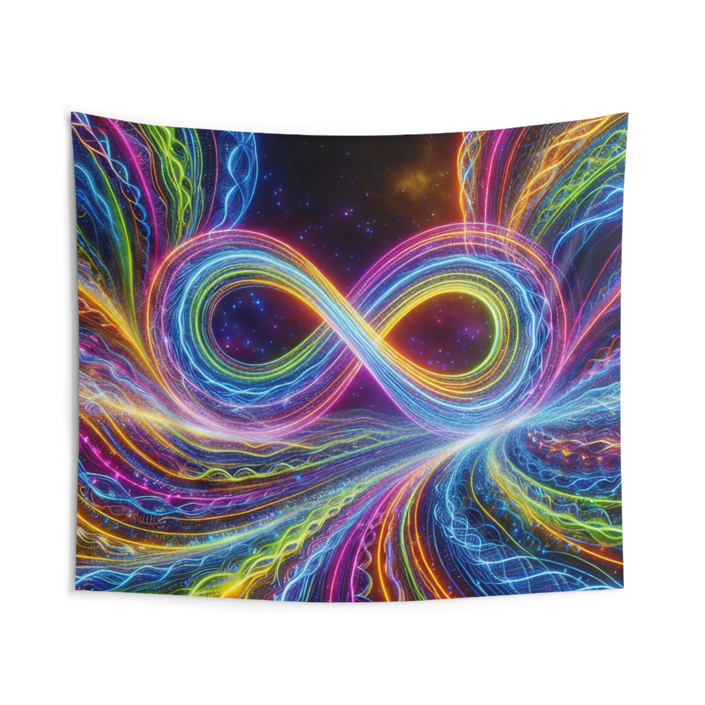 Vibrant Infinity Orbitz. Infinity Patterns Art Tapestry