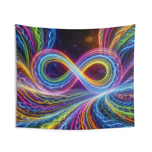 Vibrant Infinity Orbitz. Infinity Patterns Art Tapestry