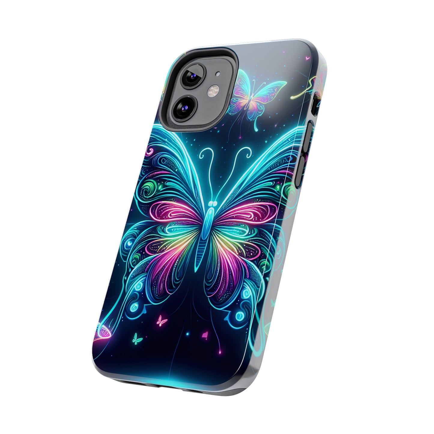 "Neon Butterfly Glo-Rama" NEON Butterflies Tough Phone Case Iphone 6 7 8 9 10 11 12 13 14 SE X XR XS Pro Max Mini Plus