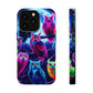 "Neon Splash of Owls" Neon Owls Premium Art Magsafe Magnet Tough IPhone 13 14 15 Pro Plus Max and Mini in Matte and Glossy Phone cases