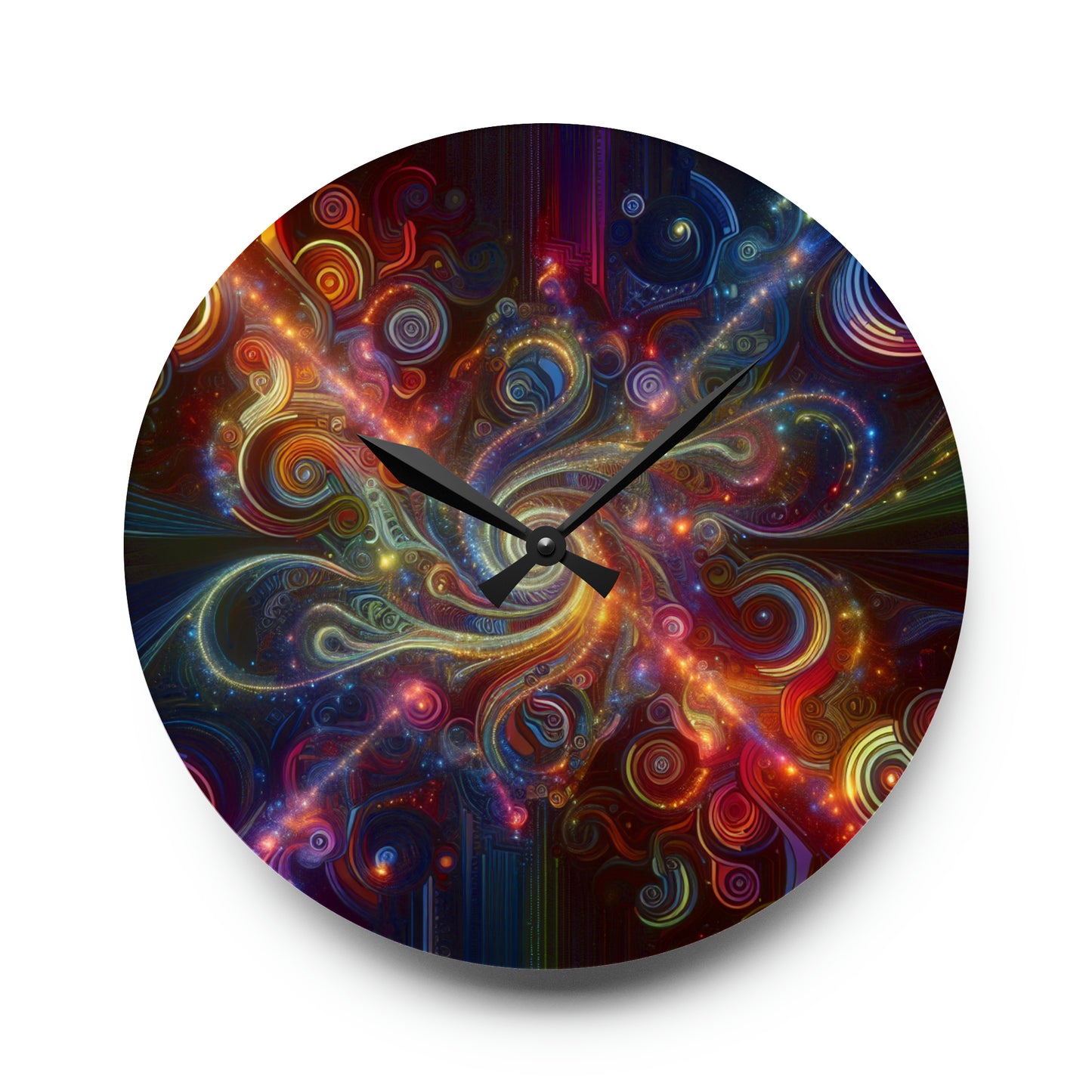 Vibrant Infini-Tripples. Infinity Patterns Art Acrylic Clock