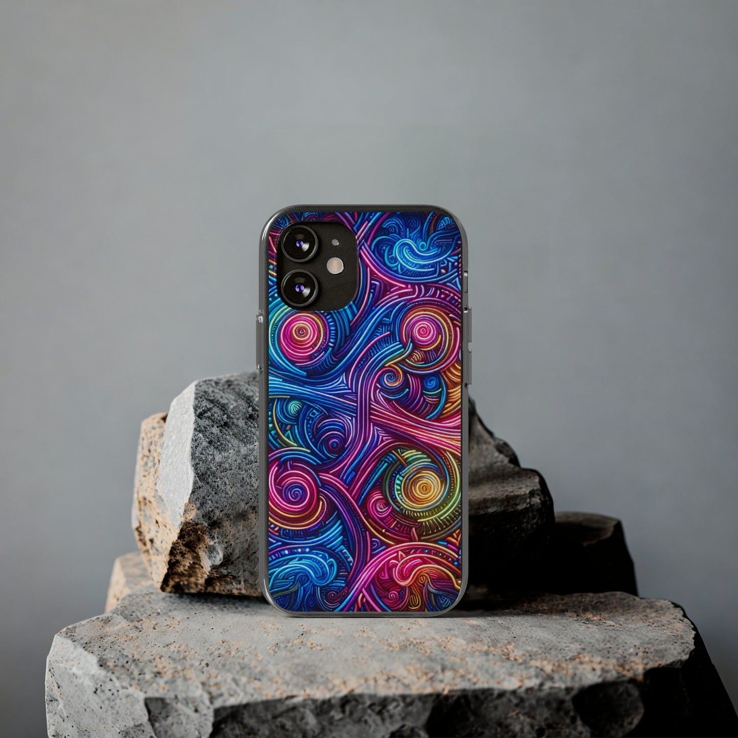 Vibrant Trippy Neon Infinity Ripples. Infinity Patterns Art Polycarbonate Phone Case Samsung Galaxy s21 s22 Google Pixel 6 Iphone 11 12 13 14 Pro Max Mini Plus
