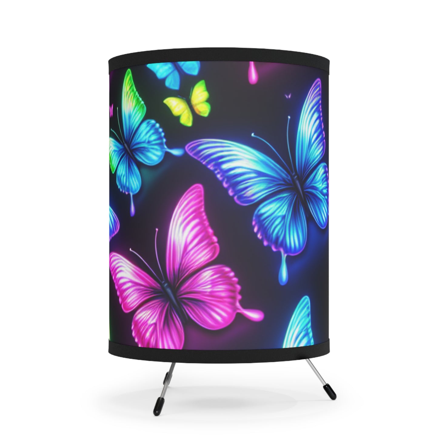 "Neon Swarm" - NEON Butterflies Art Tripod Lamp