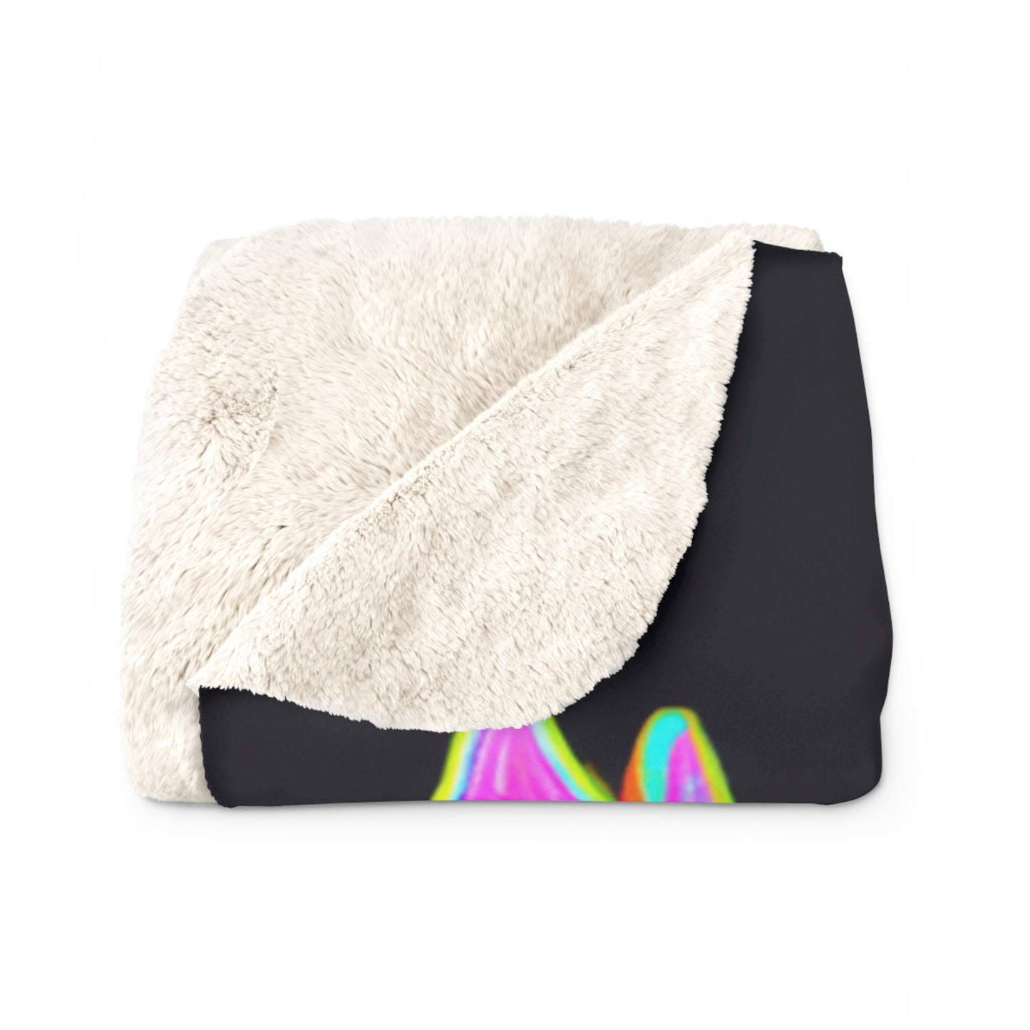 "Rainbow Illusions" - NEON Unicorns Art Sherpa Blanket