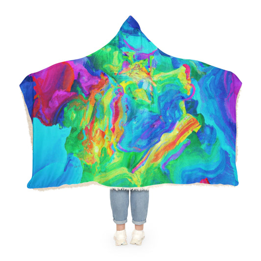 'Cyber Glow Vibes' - NEON Art Hooded Snuggle Blanket
