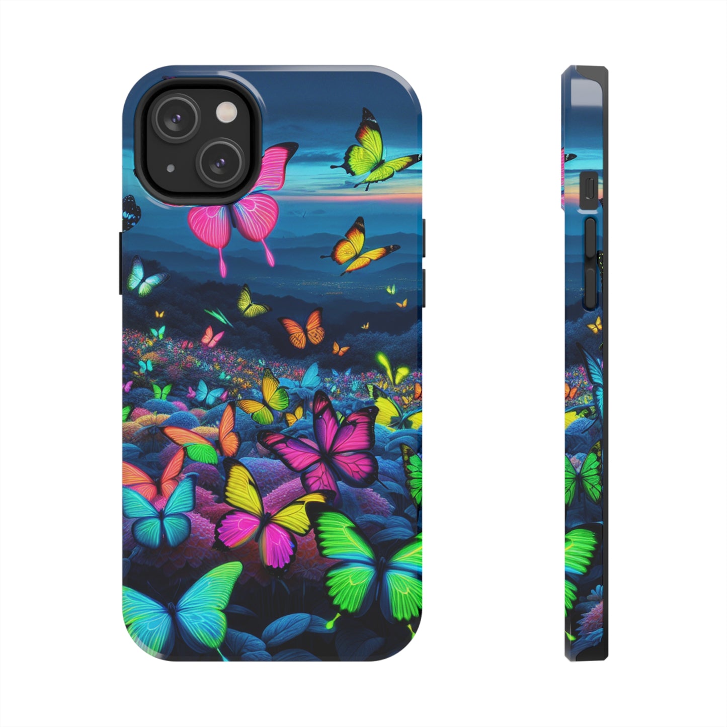 "Neon Flight Spectacle" NEON Butterflies Tough Phone Case Iphone 6 7 8 9 10 11 12 13 14 SE X XR XS Pro Max Mini Plus