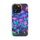 Neon Delight Landscape Neon Butterflies and Mushrooms Premium Art Magsafe Magnet Tough IPhone 13 14 15 Pro Plus Max and Mini in Matte and Glossy Phone cases