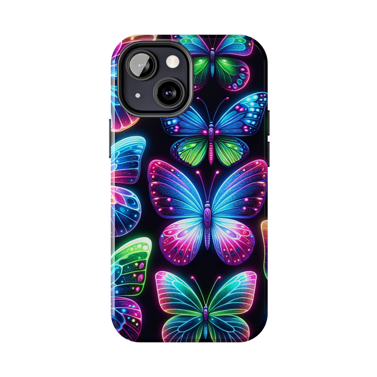 "Dance of the Neon Butterflies" NEON Butterflies Tough Phone Case Iphone 6 7 8 9 10 11 12 13 14 SE X XR XS Pro Max Mini Plus