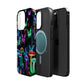 "Neon Burst Wonderland". Neon Butterflies and Mushrooms Premium Art Magsafe Magnet Tough IPhone 13 14 15 Pro Plus Max and Mini in Matte and Glossy Phone cases