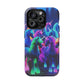 "Neon Fantasyland" Neon Unicorns Premium Art Magsafe Magnet Tough IPhone 13 14 15 Pro Plus Max and Mini in Matte and Glossy Phone cases