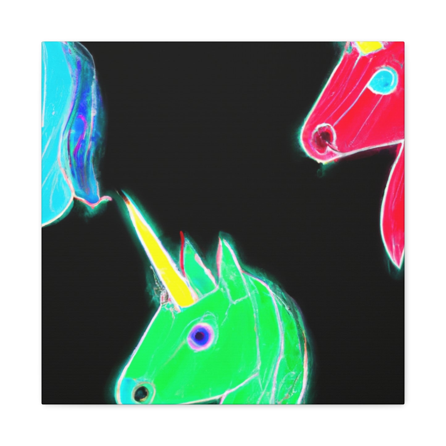 "Neon Rainbow Unicorn Cluster" NEON Unicorns Art Canvas