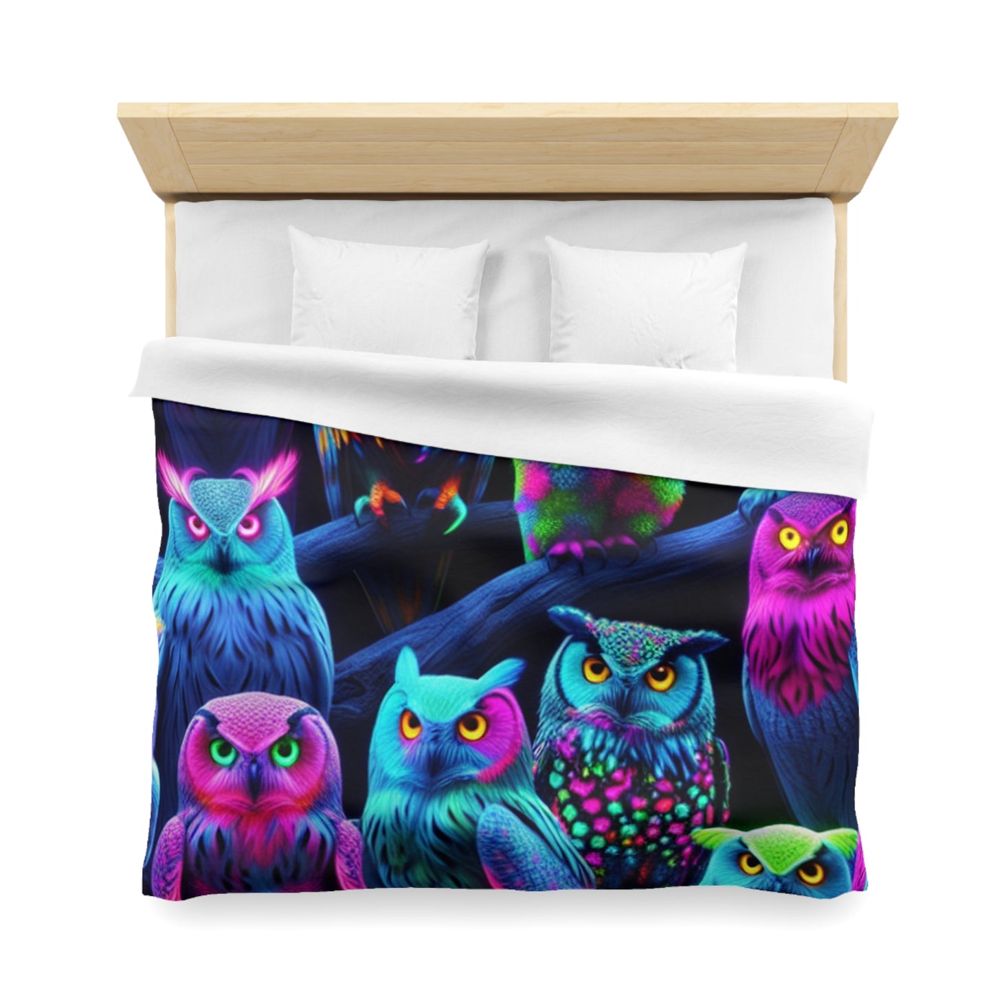 Giovanni Veronese - NEON Owls Microfiber Duvet Cover