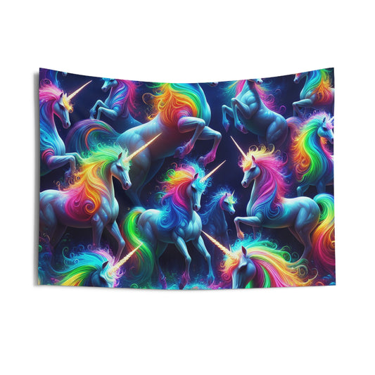 Neon Unicorn Renaissance NEON Unicorns Art Tapestry